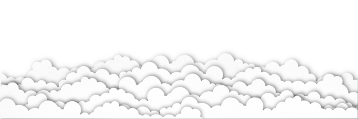 White paper clouds isolated on transparent background