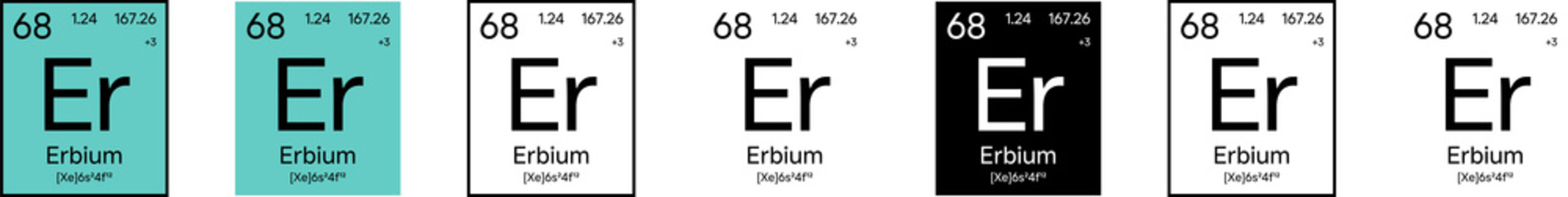 Erbium Element Symbol with Additional Info | Part of the Periodic Table of Elements Kit | High-Res, 7 Design Styles, Isolated on Transparent Background