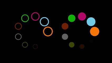 Beautiful illustration of colorful buffering circles on plain black background