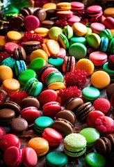 elegant display exquisite sweets artfully arranged polished marble showcasing variety decadent treats vivid colors, candies, desserts, confectionery