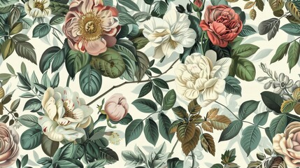 Fototapeta premium Seamless Pattern Background Featuring a Collection of Flowers