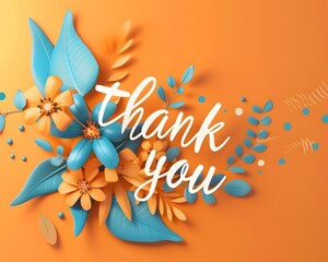 Obraz premium thank you logo in orange background