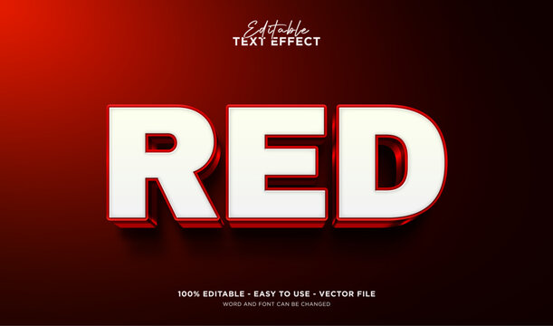 Editable red text effect, 3d vector text style effect