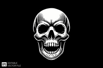 Obraz premium skull head black and white vector clip art silhouette graphic design