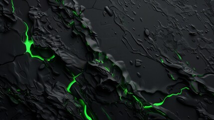 Fototapeta premium A unique and vibrant green and black background with striking illustrative cracks and crevices