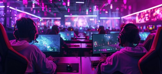 Professional Gamer Playing First-Person Shooter Online Video Game on His Powerful Personal Computer