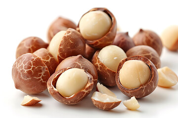 Delicious sweet roasted edible chestnuts isolated on white background