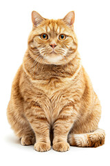 Obraz premium A Cat Sitting on a White Background, Simple and Clean Pet Image, High-Resolution Cat Photo, Minimalist Cat Pose, Ideal for Pet Illustration or Design
