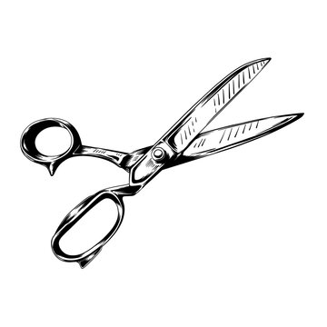 recommend clip art: line art drawing illustration of a scissors