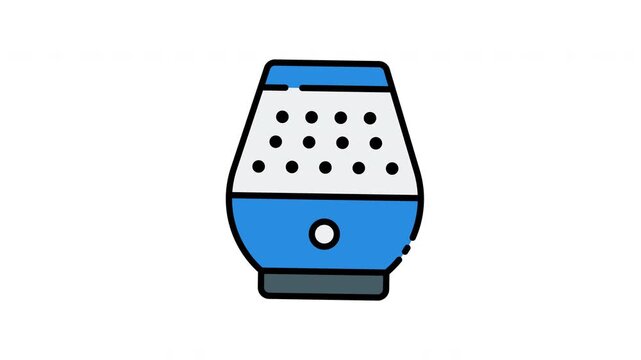 Blue and white diffuser with a gray base. Ideal for aromatherapy product website or brochure design projects icon motion graphic animation
