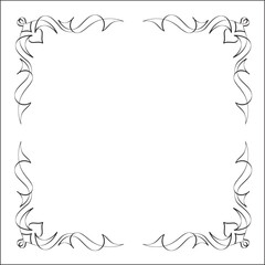 Elegant black and white elegant ornamental frame, decorative border, corners for greeting cards, banners, business cards, invitations, menus. Isolated vector illustration.	