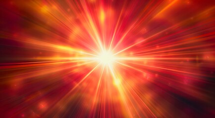 Obraz premium Abstract radial light rays on red background.