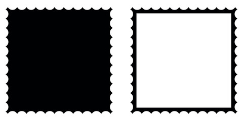 Square Scallop frames set. Fill and outline scallop frame . Vector illustration isolatrd on white background.