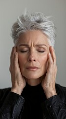 portrait of senior woman with pain