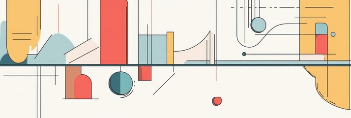 Abstract geometric shapes and lines create a modern and stylish design.  The colors are vibrant and eye-catching. The image evokes feelings of creativity, innovation, and technology.