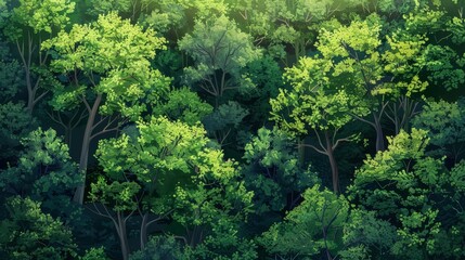 Naklejka premium background scenery in a lush forest with seamless pattern style