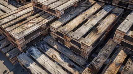 Fototapeta premium wooden pallets wood texture Pallets stacked in piles