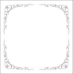 Elegant black and white elegant ornamental frame, decorative border, corners for greeting cards, banners, business cards, invitations, menus. Isolated vector illustration.	