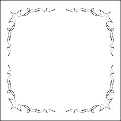 Elegant black and white elegant ornamental frame, decorative border, corners for greeting cards, banners, business cards, invitations, menus. Isolated vector illustration.	
