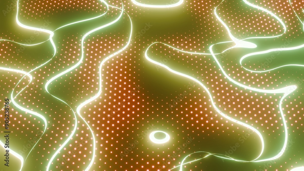 Poster colorful abstract topographic lines with glowing neon lights..