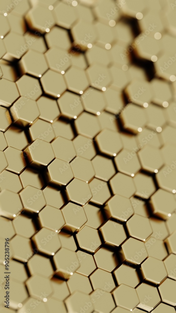 Aufkleber Abstract Hexagonal Pattern with Vibrant Colors on a Beige Background..