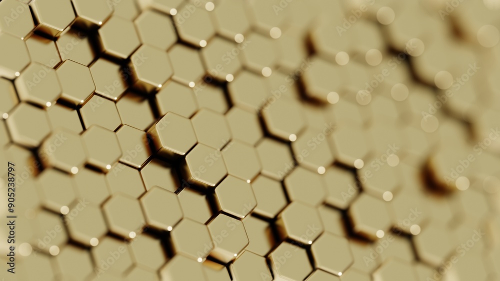 Aufkleber Abstract Hexagonal Pattern with Vibrant Colors on a Beige Background..