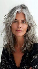 Naklejka premium Woman With Silver Hair Looking at the Camera