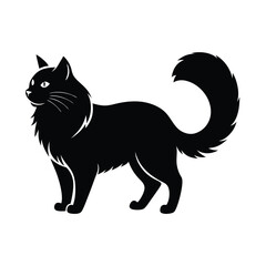 logo of persiana cat face, side view, silhouette, black and white, white background