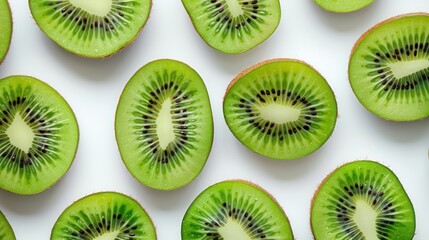 Fototapeta premium Fresh kiwi fruit cut slice isolated over plain background
