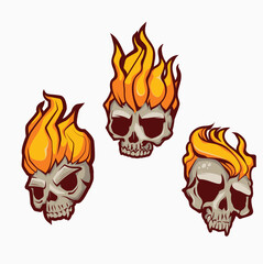 Vector set of stylized colored skulls isolated on background: exclusive design for your creative projects. Ideal for creating bright designs, graphic projects, illustrations and merchandising.