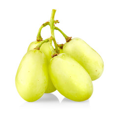 Green grapes. Fresh ripe berries isolated on white background. Organic natural food cutout.