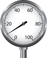 Realistic Round and Shiny Pressure Gauge