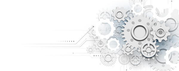 Gear background image, circuit board, network, digital technology and communication