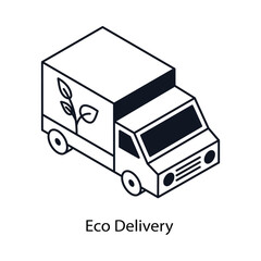 Eco Delivery Isometric outline style icon. Symbol on White background EPS 10 File 