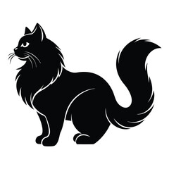 logo of persiana cat face, side view, silhouette, black and white, white background