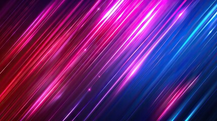 Abstract Background with Neon Light Lines in Blue and Pink. AI generated illustration.