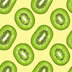 Fototapeta premium Seamless kiwi fruit cut slice pattern background