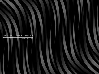 Abstract futuristic dark black background with wave design. Realistic 3d wallpaper with luxurious flowing lines. Perfect background for posters, websites, brochures, banners, applications, etc.