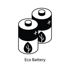 Eco Battery Isometric outline style icon. Symbol on White background EPS 10 File 