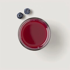 Medium shot of Glass of blueberry juice near the blueberry, isolated on a white background, 