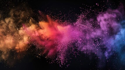 Naklejka premium Multi color powder explosion on black background