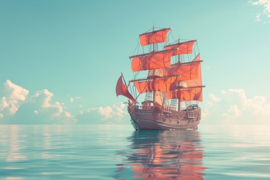 the junk boat over the sea