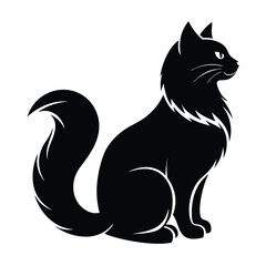 logo of persiana cat face, side view, silhouette, black and white, white background