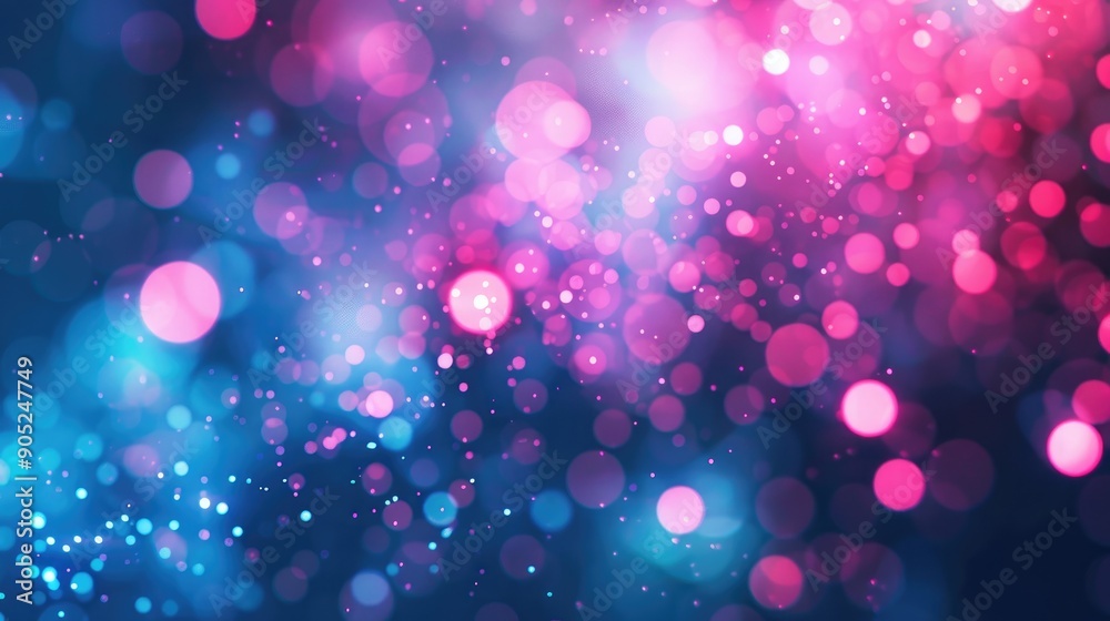 Poster Neon light blur with lens flare and bokeh on abstract backdrop