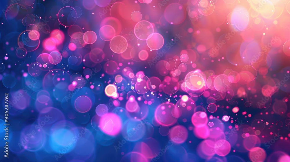 Poster Neon light blur with lens flare and bokeh on abstract backdrop