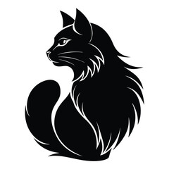 logo of persiana cat face, side view, silhouette, black and white, white background