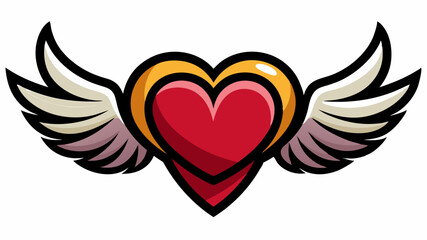 Heart with wings vector art illustration