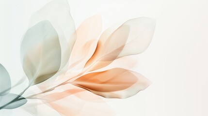 Abstract Botanical Art with Soft Pastel Leaves on White Background - Modern Minimalist Nature-Inspired Design for Home Decor, Wall Art, and Digital Projects