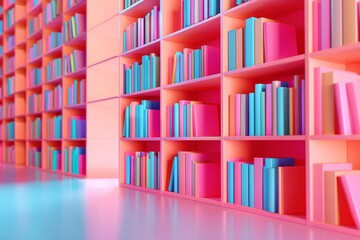 Bookshelves in the library