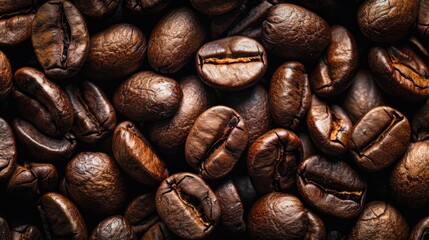 Fototapeta premium Close up of background with roasted coffee beans